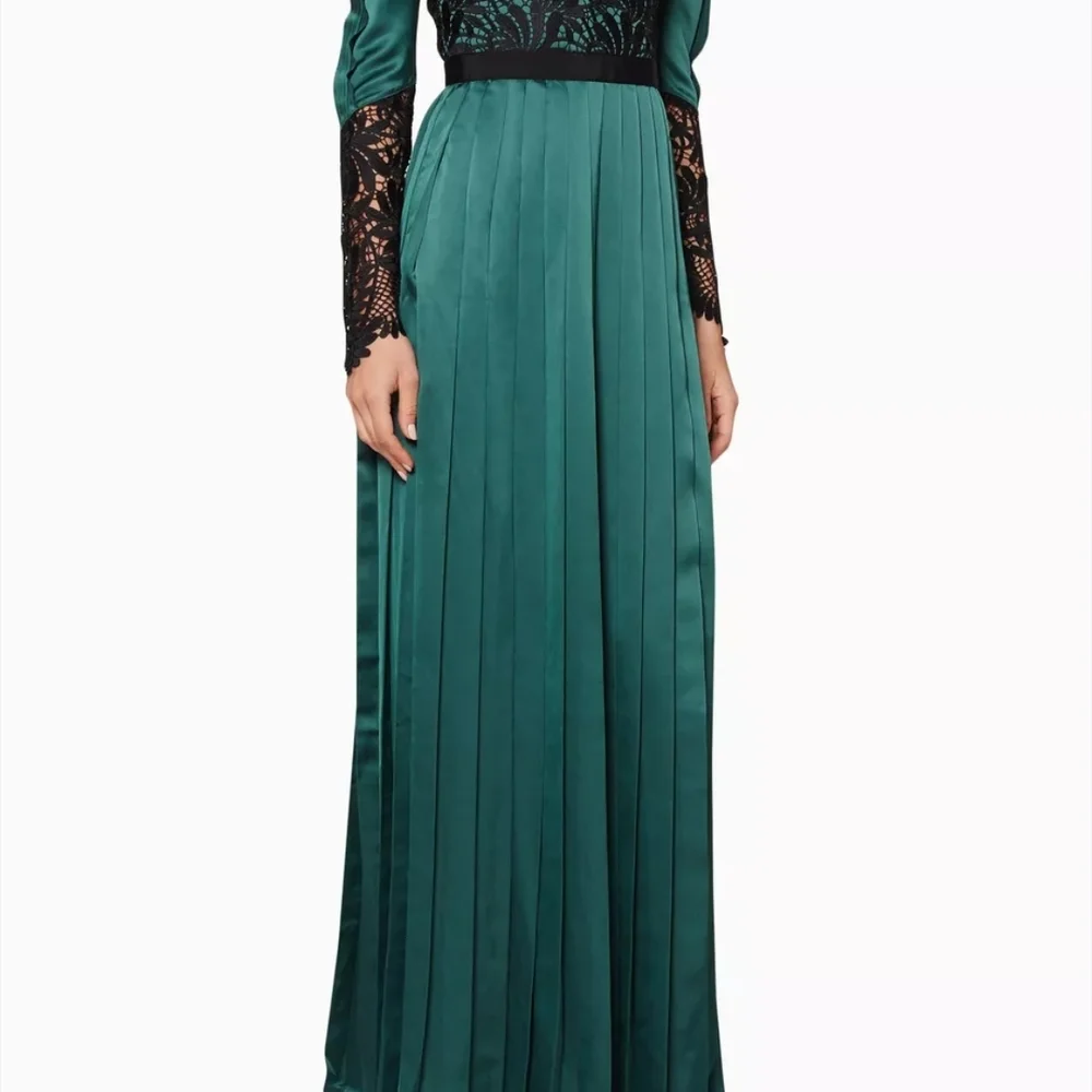 Self-Portrait Teal and Black Long Sleeve Dress - Picture 6 of 7